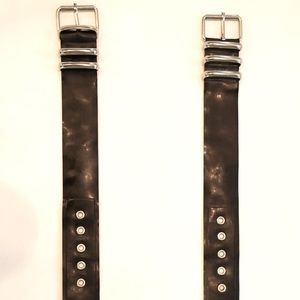 Dark Virtue Designs Triple Loop Latex Arm/Wrist Cuffs, Black & Silver S/M